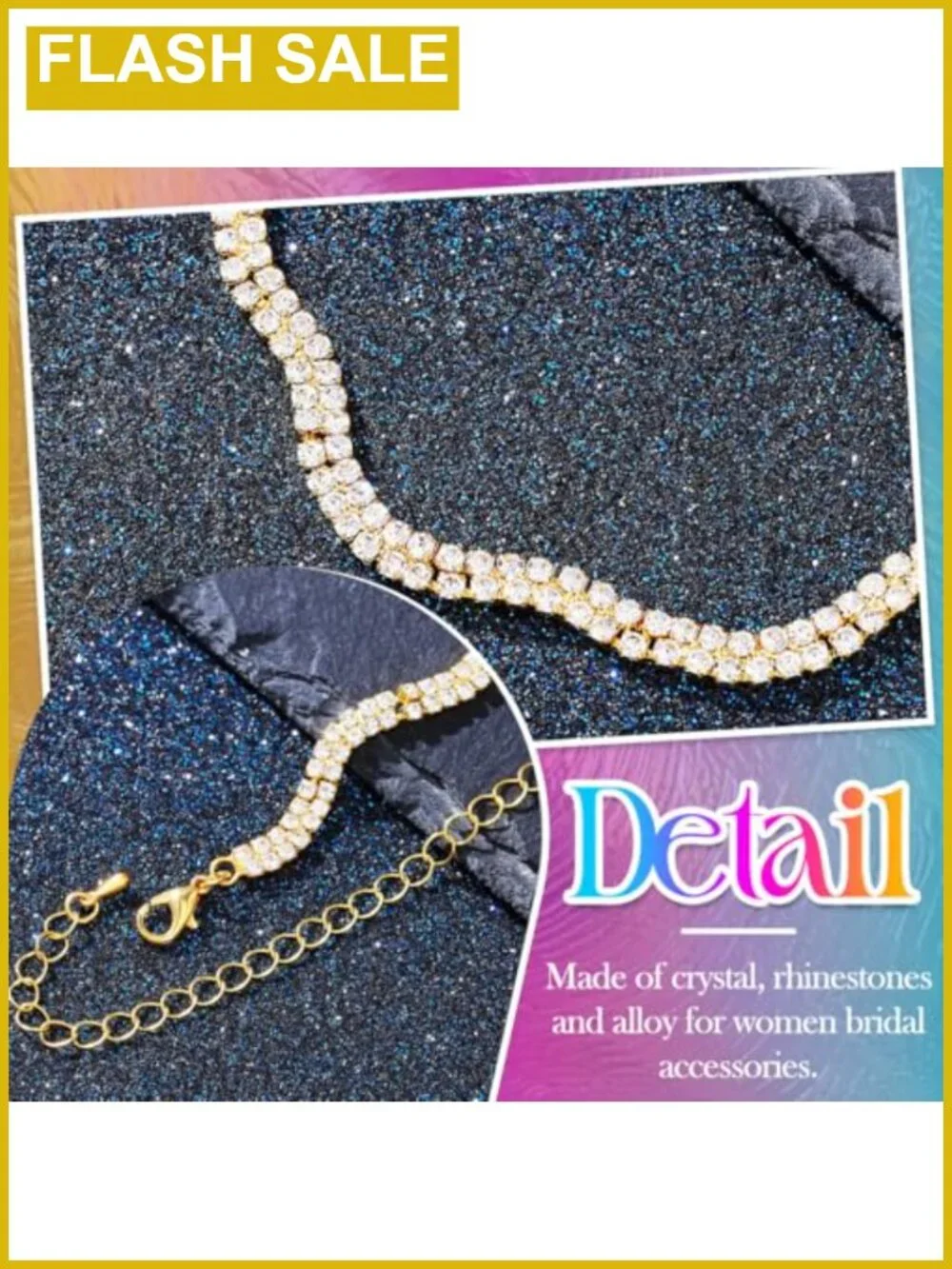 Rhinestone Crystal Bridal Wedding Jewelry Set Choker Necklace Earrings Bracelet